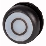 Illuminated pushbutton actuator, RMQ-Titan, Flush, maintained, White, inscribed 0, Bezel: black