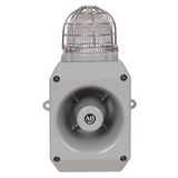 Allen-Bradley, 855HM-CGMA10DL4, 855HM Metal Horn with Beacon, Gray Housing Color, M20x1.5mm Conduit Entry, 120V AC 50/60Hz, 119db Output, LED, Red