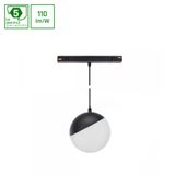 SYSTEM SHIFT - GLOBE P SUSPENDED SPHERE TRACK LIGHT 100MM (850MM CABLE) 5W 165DEG BLACK 5Y WARRANTY 2 CIRCUITS