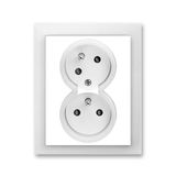 5513M-C02357 01 Double socket outlet with earthing pins, shuttered, with turned upper cavity