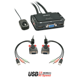 2 Port VGA, USB 2.0 & Audio Cable KVM Switch Switch between 2 computers with VGA connection with only one keyboard, mouse and monitor