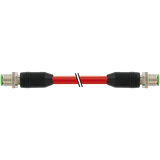 M12 male 0°/M12 male 0° D-cod. PUR 1x4xAWG22 shielded rd+drag-ch 2m