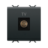 COAXIAL TV SOCKET-OUTLET, CLASS A SHIELDING - IEC MALE CONNECTOR 9,5mm - DIRECT  - 2 MODULE - SATIN BLACK - CHORUSMART