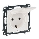 2P+E SOCKET SCHUKO WITH FLAP, AUTO TERMINAL, SHUTTERS, WHITE VALENA LIFE