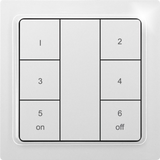 Wireless 6-way pushbutton as keypad, laser engraved, in E-Design55, anthracite mat