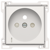 Finishing set with transparent lens for socket outlet with voltage indication, pin earthing and shutters, flush-mounting depth of 28.5mm, white coated