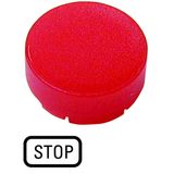 Button lens, raised red, STOP