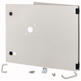 Opening metal front plate for drawer, NZM, closed, H=450mm, IP55, grey