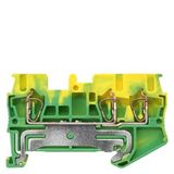 Terminal, spring-loaded terminal, 3 clamping points, PE/PEN terminal, 2.5 mm², green-yellow