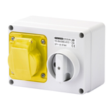 FIXED INTERLOCKED HORIZONTAL SOCKET-OUTLET - WITH BOTTOM - WITHOUT FUSE-HOLDER BASE - 3P+E 32A 100-130V - 50/60HZ 4H - IP44