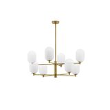 Brass Gold Metal  Gradient White Glass  LED G9 8x5 Watt 230 Volt  IP20 Bulb Excluded  Included Two parts Of Metal  25.2 cm Each Part  D: 80 H1: 52.7 H2: 77.5 cm Two Options Of Height  77.5 - 52.7 cm