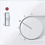 Cen.pl. f. room temp. ctrl insert w. switch, active white, glossy, System M