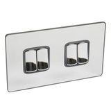 Synergy Sleek 4 Gang 2 Way 20AX Single Pole Plate Switch Polished Stainless Steel