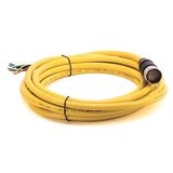 Allen-Bradley, 889M-FX9AE-5, M23, Female, Straight, 12-P/ 9-Con, PVC Cable, Yellow, Unshielded, IEC Color Coded, No Connector, 5 meter (16.4 feet)