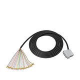 Round cable 32 pole D-Sub female to end sleeve shielded 5.0m