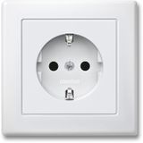 SCHUKO socket with full cover plate, increased contact protection, plug-in terminals, polar white, M-SMART