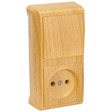 Vera Oak Switch + Socket Vertical