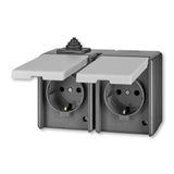 5518-3029 S Double socket outlet with earthing contacts, with hinged lids