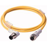 Connection cable, 4p, DC current, coupling M12 flat, plug, angled, L=3m