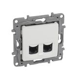 Double RJ45 socket category 6 FTP white