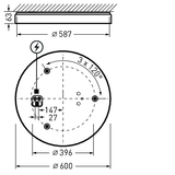 Wall and ceiling luminaire Olisq R Diffuser White around ET 46W 6000lm Lambertian (L) IP40 IK06 3 SDCM