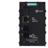 6GK6004-1AC01-0BA0-Z A04 The RUGGEDCOM RMC41 is a 2-port unmanaged Ethernet switch that provides both copper-to-fiber media conversion as well as 10Mbps to 100Mbps speed conversion.