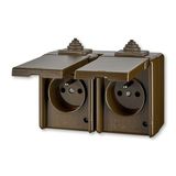 5518-2069 H Double socket outlet with earthing pins, with hinged lids, IP 44, for multiple mounting ; 5518-2069 H