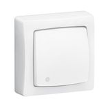 Single-button illuminated pushbutton with integrated indicator light Complete surface-mounted switchgear - white