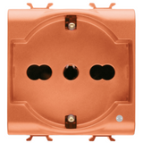 ITALIAN/GERMAN STANDARD SOCKET-OUTLET 250V ac - FOR DEDICATED LINES - 2P+E 16A DUAL AMPERAGE - P30-P17 - 2 MODULES - ORANGE - CHORUSMART