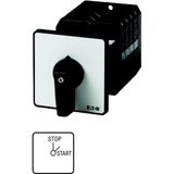 ON-OFF switches, T5, 100 A, rear mounting, 2 contact unit(s), Contacts: 4, 45 °, maintained, Without 0 (Off) position, STOP-START, Design number 15414
