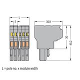 2-conductor female connector CAGE CLAMP® 4 mm² gray