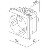 SOCKET SCHUKO+KS+COVER 2P+E 16A 250V~ 2M MT 6218030