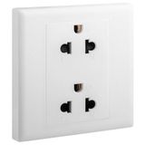 Eloe - 1 gang 2x2 Pole+e EURO-US socket - White