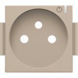 Finishing set for connected switching socket outlet with pin earthing and control button, champagne coated