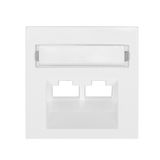 Cover for RJ45 UAE outlet, labelling window, 2-Port, white