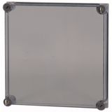 Cap, transparent smoky gray, lockable, HxWxD=375x375x150mm