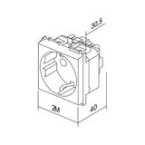 SOCKET SCHUKO+KS+COVER 2P+E 16A 250V~ 2M RT 6218595