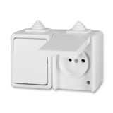 3932-20062 B Combination of 1g2w switch and socket outlet with earthing pin, with hinged lid