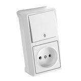 Vera White Two Way Switch + Socket Vertical
