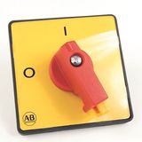 Allen-Bradley 194L-HE6L-175 IEC Control and Load Switch Actuator, Type L, Yellow/Red, 64mm x 64mm, Legend Text: 0-1 (90°)