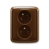 5513A-C02357 H Double socket outlet with earthing pins, shuttered, with turned upper cavity ; 5513A-C02357 H