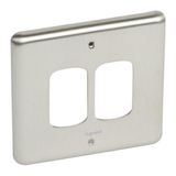 Front plate Synergy - 2 Grid module - 1 gang - authentic brushed stainless steel