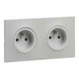 Double 2P+E F/B socket with eclips screw terminal 2 posts Urbano gray finish