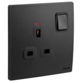 281118MB Mallia Senses 1 gang BS switched socket outlet double pole - with LED - 13A