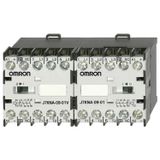 Reversing interlocked pair, 9 A/4 kW + 1B auxiliary on both sides, 230