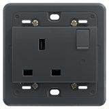 Switched 2P+E 13A English outlet grey