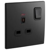 281118BB Mallia Senses 1 gang BS switched socket outlet double pole - with LED - 13A