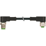 M12 male 90° / M12 female 90° A-cod. PUR 5x0.34 bk  2.3m