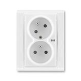 5583F-C02357 03 Double socket outlet with earthing pins, shuttered, with turned upper cavity, with surge protection