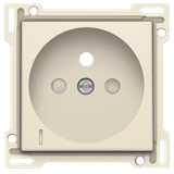 Finishing set with transparent lens for socket outlet with voltage indication, pin earthing and shutters, flush-mounting depth of 28.5mm, cream